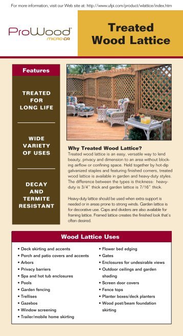 ProWood Micro CA Treated Wood Lattice - Universal Forest Products