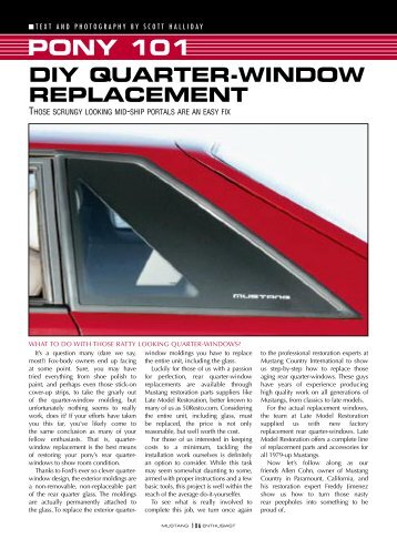 diy quarter-window replacement - Ford Mustang