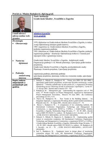 Prof.dr.sc. Mladen RadujkoviÄ - GraÄevinski fakultet