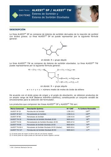 ALKESTÂ® SP / ALKESTÂ® TW - Oxiteno