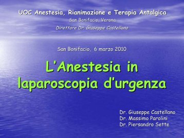 Problematiche anestesiologiche nell'approccio laparoscopico nelle ...