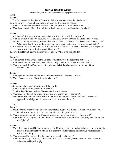 Hamlet Questions (pdf)