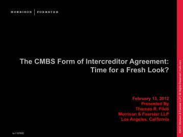 The CMBS Form of Intercreditor Agreement: Time for a Fresh Look?