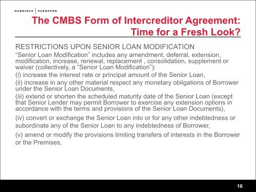 The CMBS Form of Intercreditor Agreement: Time for a Fresh Look?