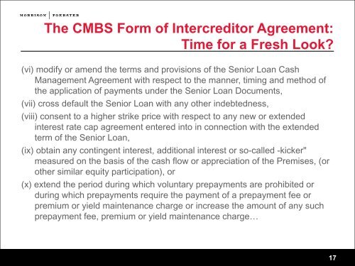 The CMBS Form of Intercreditor Agreement: Time for a Fresh Look?