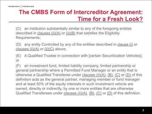 The CMBS Form of Intercreditor Agreement: Time for a Fresh Look?