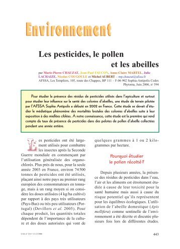 Les pesticides, le pollen, et les abeilles - Apiservices