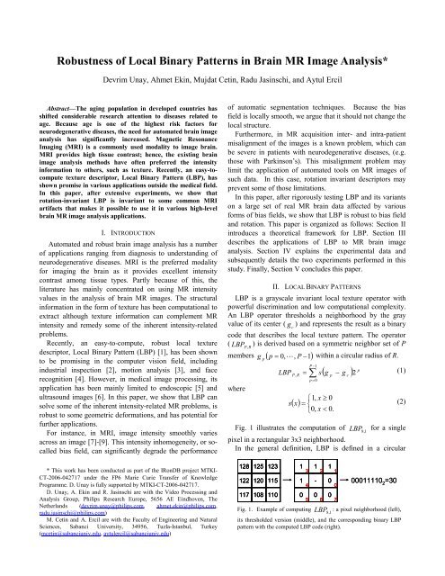 ( ) Robustness of Local Binary Patterns in Brain MR Image Analysis*