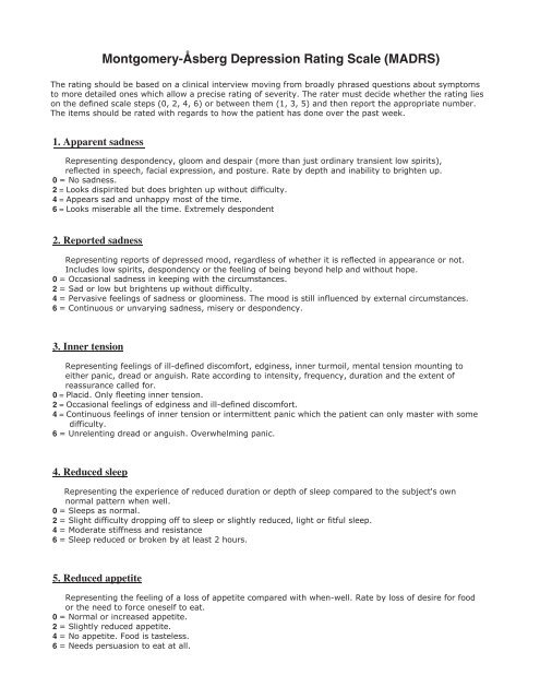 Montgomery-Ãsberg Depression Rating Scale ... - myCME.com