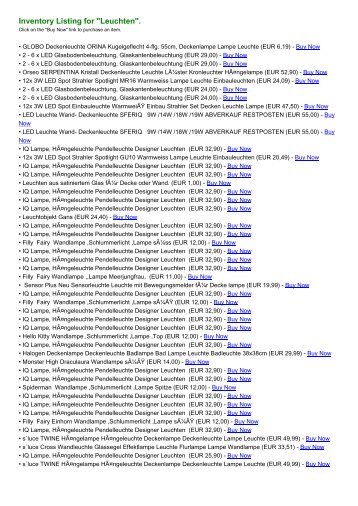 Inventory Listing for "Leuchten". - Benetton Online Shop