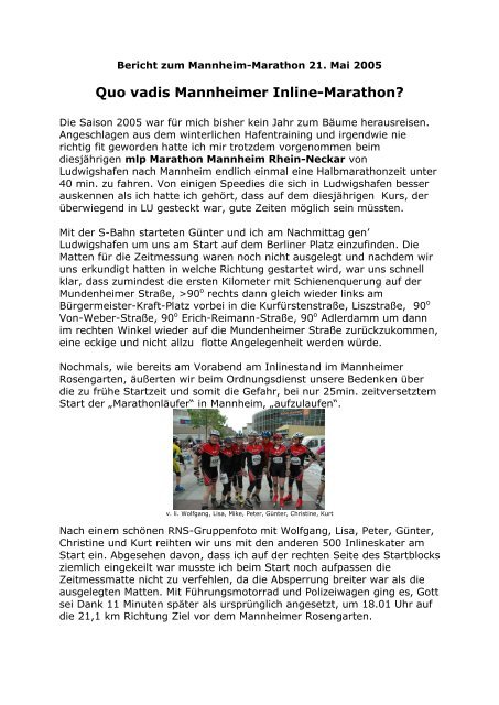 Bericht zum Nordstrand-Marathon 08 - Rhein-Neckar-Speed