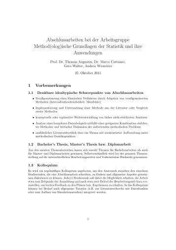 Abschlussarbeiten bei der Arbeitsgruppe ... - Institut fÃ¼r Statistik