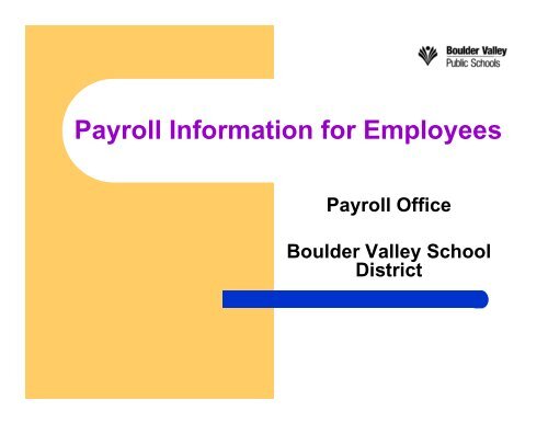 Payroll Information For Employees - Boulder Valley School District
