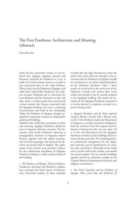 The First Pantheon: Architecture and Meaning - The Bern Digital ...