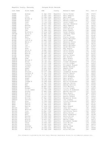 ADAMS Audley 11 Apr 1910 Magoffin Della Risner ... - Scott County