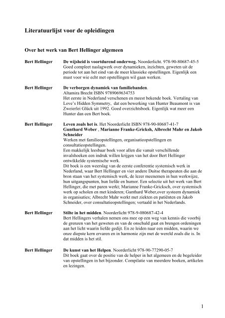 Kader van Systemisch Werk - Bert Hellinger Instituut Nederland