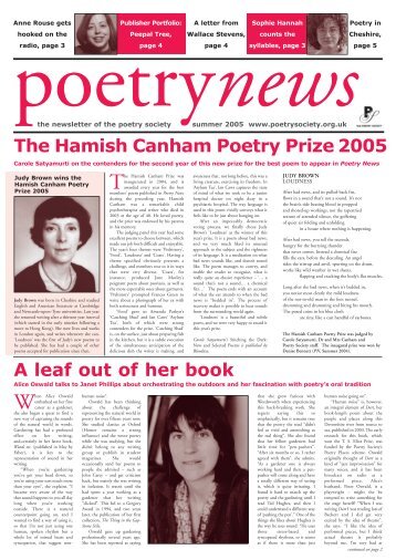 The Hamish Canham Poetry Prize 2005 - The Poetry Society