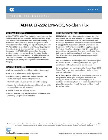 ALPHA EF-2202 Low-VOC,No-Clean Flux - adelec