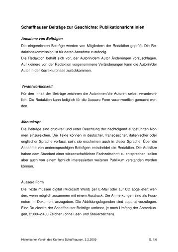 Redaktionsrichtlinien - Historischer Verein Schaffhausen