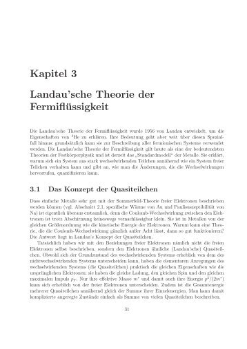 Kapitel 3 Landau'sche Theorie der FermiflÃ¼ssigkeit