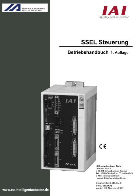 Betriebshandbuch 1. Auflage SSEL Steuerung - IGAS