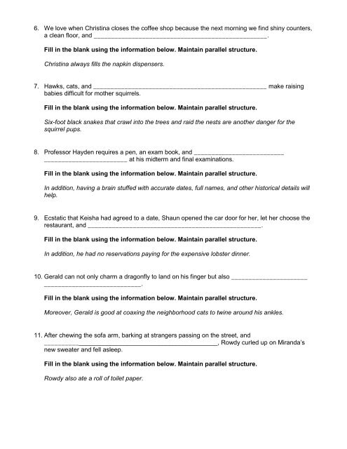 Parallel Structure â Exercise 5 - Grammar Bytes!