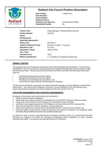 Redland City Council Position Description