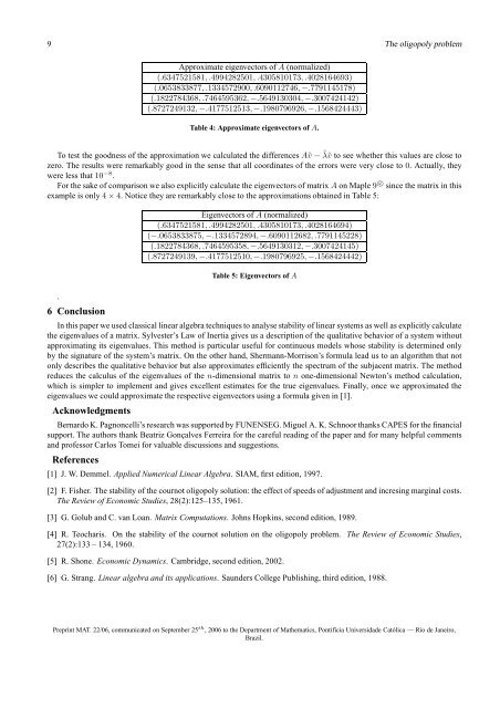 Stability analysis of the oligopoly problem and variations Bernardo ...