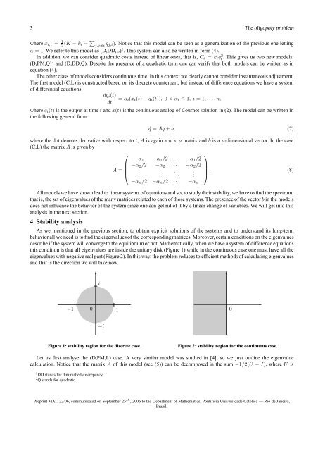 Stability analysis of the oligopoly problem and variations Bernardo ...