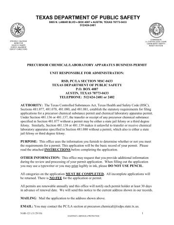 Precursor Chemical/Laboratory Apparatus Business Permit ...