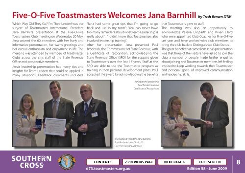 June 2009 - District 73 Toastmasters