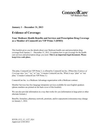 2013 Evidence of Coverage (EOC) - VIP Prime 3 - ConnectiCare