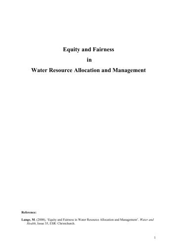 Equity and Fairness in Water Resource Allocation and Management