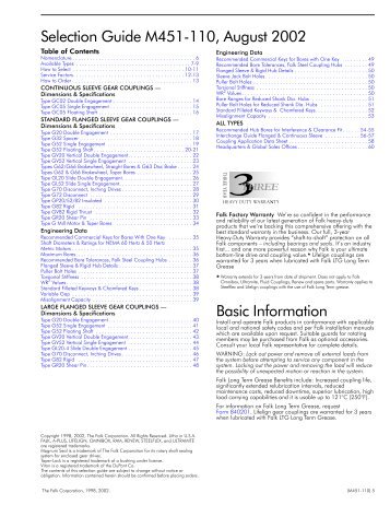 Basic Information Selection Guide M451-110, August 2002 - Rexnord