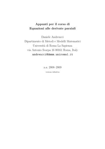 Appunti del corso di Equazioni alle Derivate Parziali - Sezione di ...