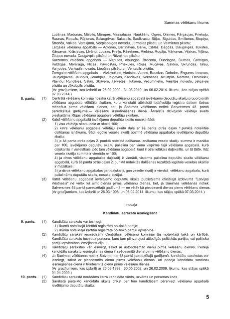 Zinas par deputatu kandidatiem