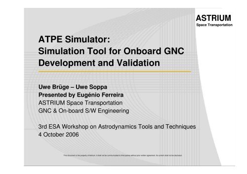 ATPE Simulator: Simulation Tool for Onboard GNC ... - ESA