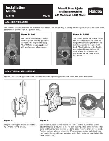 Automatic Brake Adjuster Installation Instructions ... - CBS Parts Ltd.