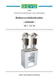 Reihenvorschubschrauber - stationär - SE 1 – SA / R - GEVO GmbH