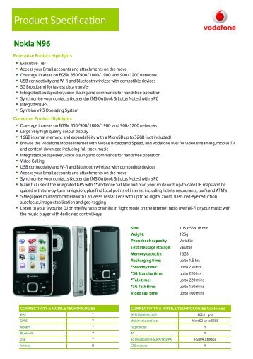 Nokia N96 Product Info Template v6.6.3 - Vodafone