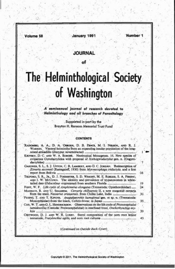 Journal of the Helminthological Society of Washington 58(1) 1991