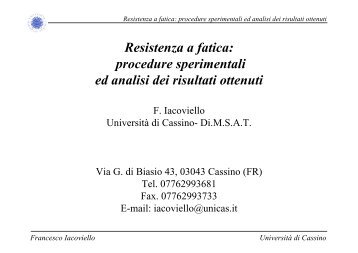 Resistenza a fatica: procedure sperimentali ed analisi ... - Metallurgia