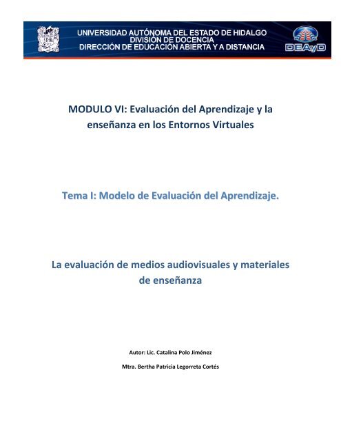 MODULO VI: EvaluaciÃ³n del Aprendizaje y la enseÃ±anza en los ...