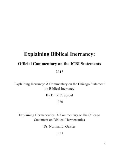 Explaining Biblical Inerrancy