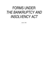 FORMS UNDER THE BANKRUPTCY AND INSOLVENCY ACT