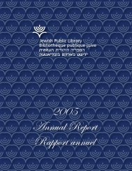 2005 Annual Report Rapport annuel - Jewish Public Library