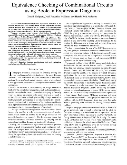 Equivalence Checking of Combinational Circuits using ... - CiteSeerX