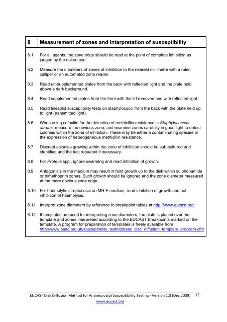 Antimicrobial susceptibility testing EUCAST disk diffusion method