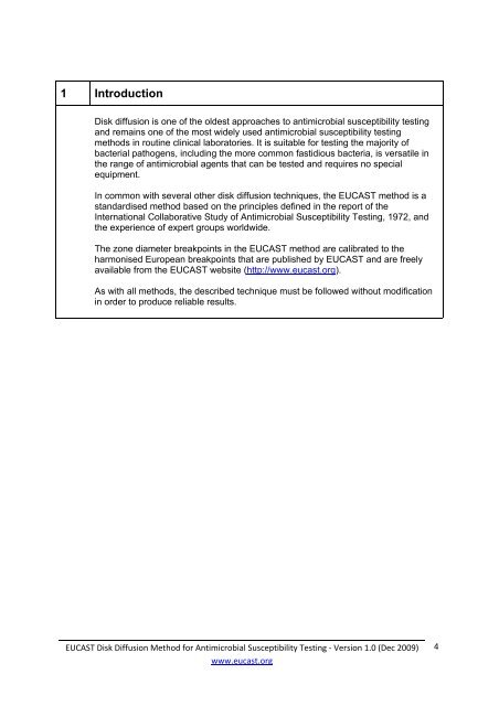 Antimicrobial susceptibility testing EUCAST disk diffusion method