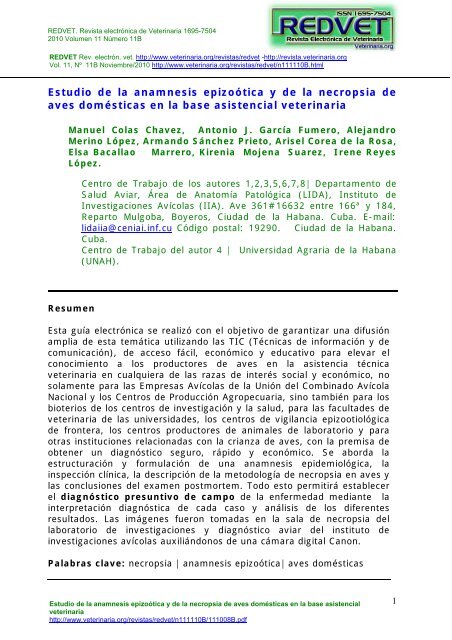 Estudio de la anamnesis epizoÃ³tica y de la ... - Veterinaria.org